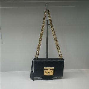 Gucci Padlock Guccissima Black shoulder Bag with Gold Chain